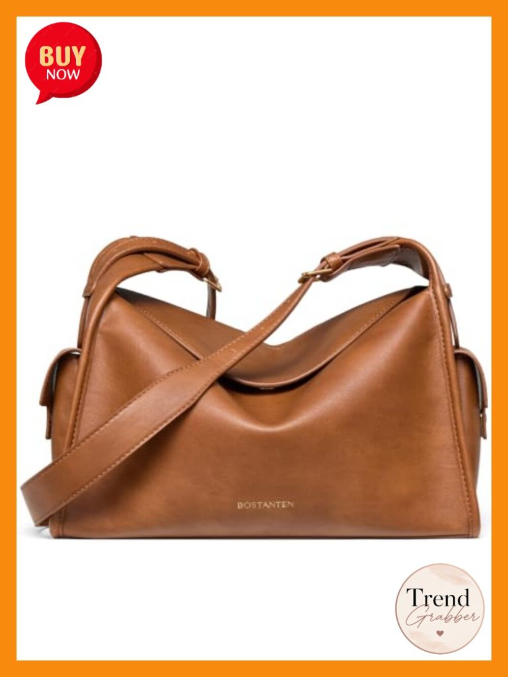 Vegan Leather Slouchy Hobo Shoulder Bag with Cargo Side Pockets